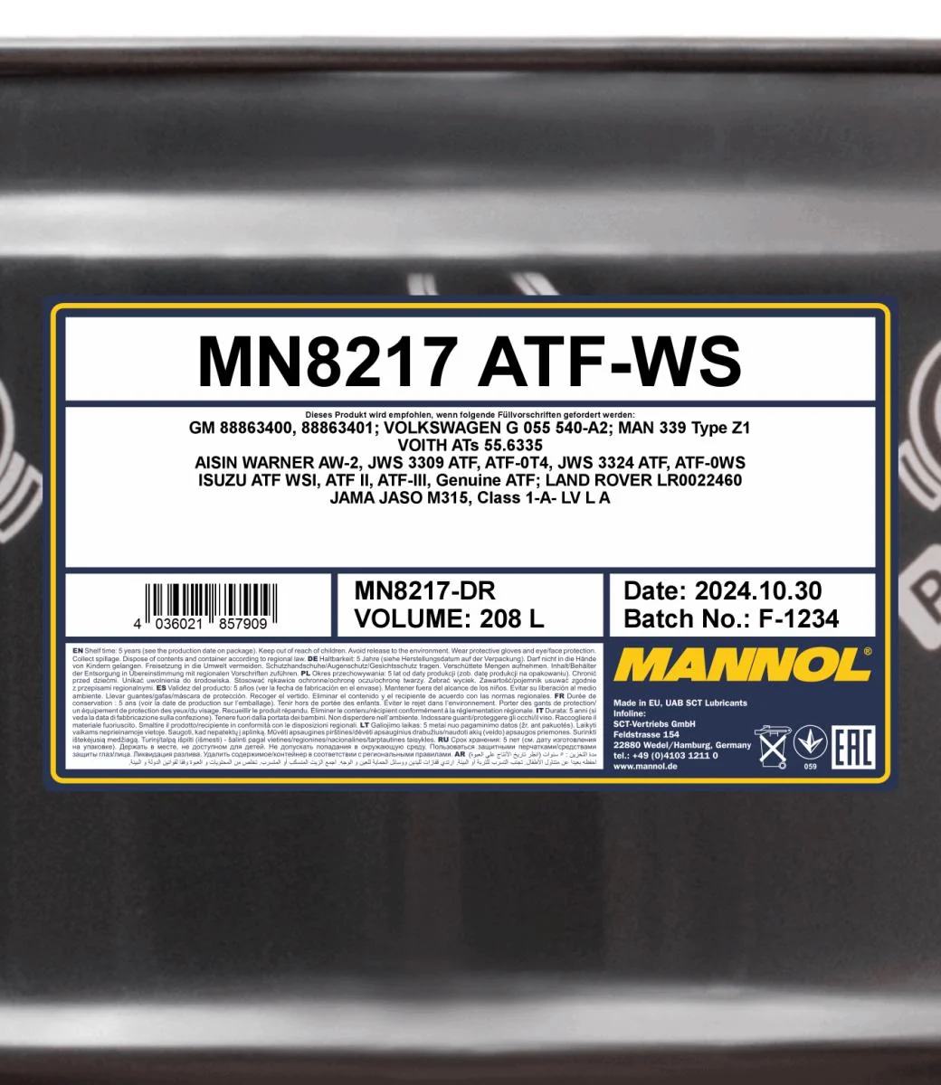 MANNOL® - MN8217DR - 8217 ATF WS 208L