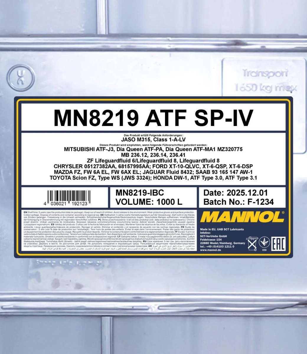 MANNOL® - MN8219IBC - 8219 ATF SP-IV 1000L