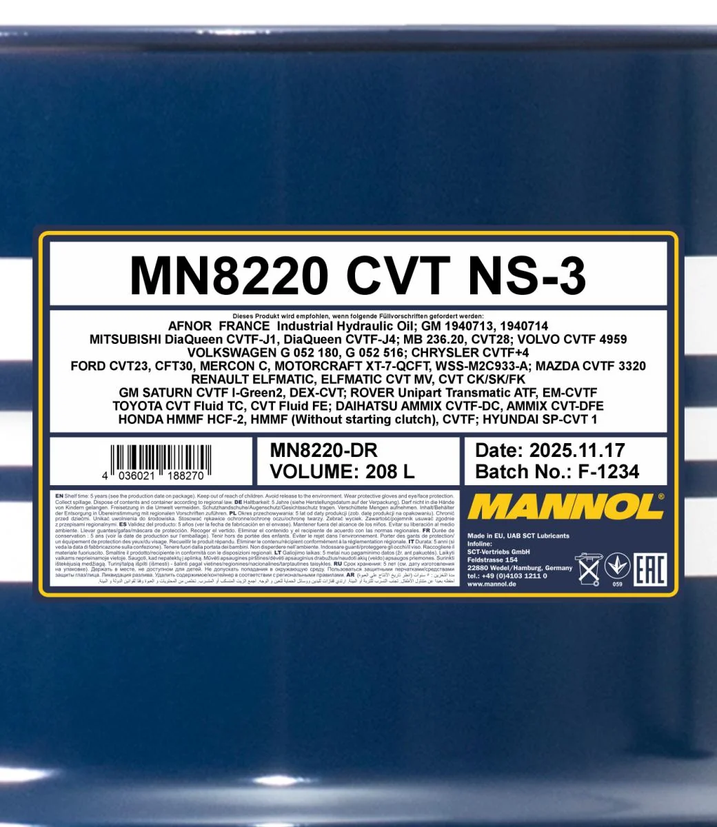 MANNOL® - MN8220DR - 8220 ATF CVT NS-3 208L