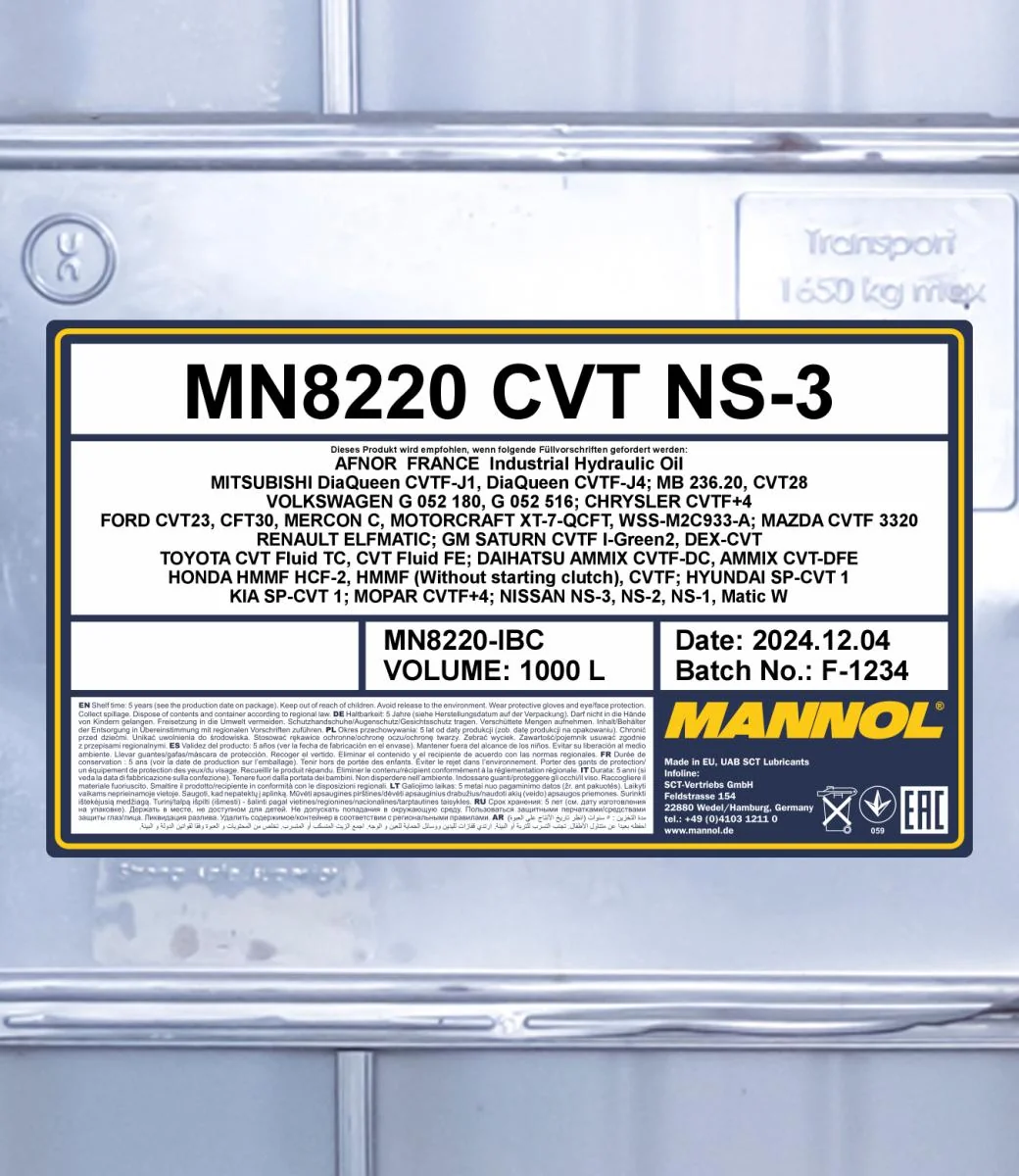 MANNOL® - MN8220IBC - 8220 ATF CVT NS-3 1000L