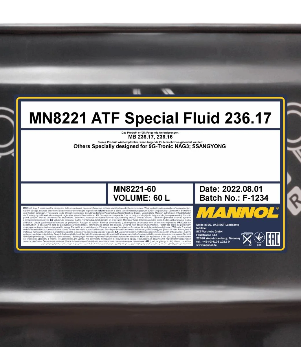 MANNOL® - MN822160 - 8221 ATF Special Fluid 236.17 60L