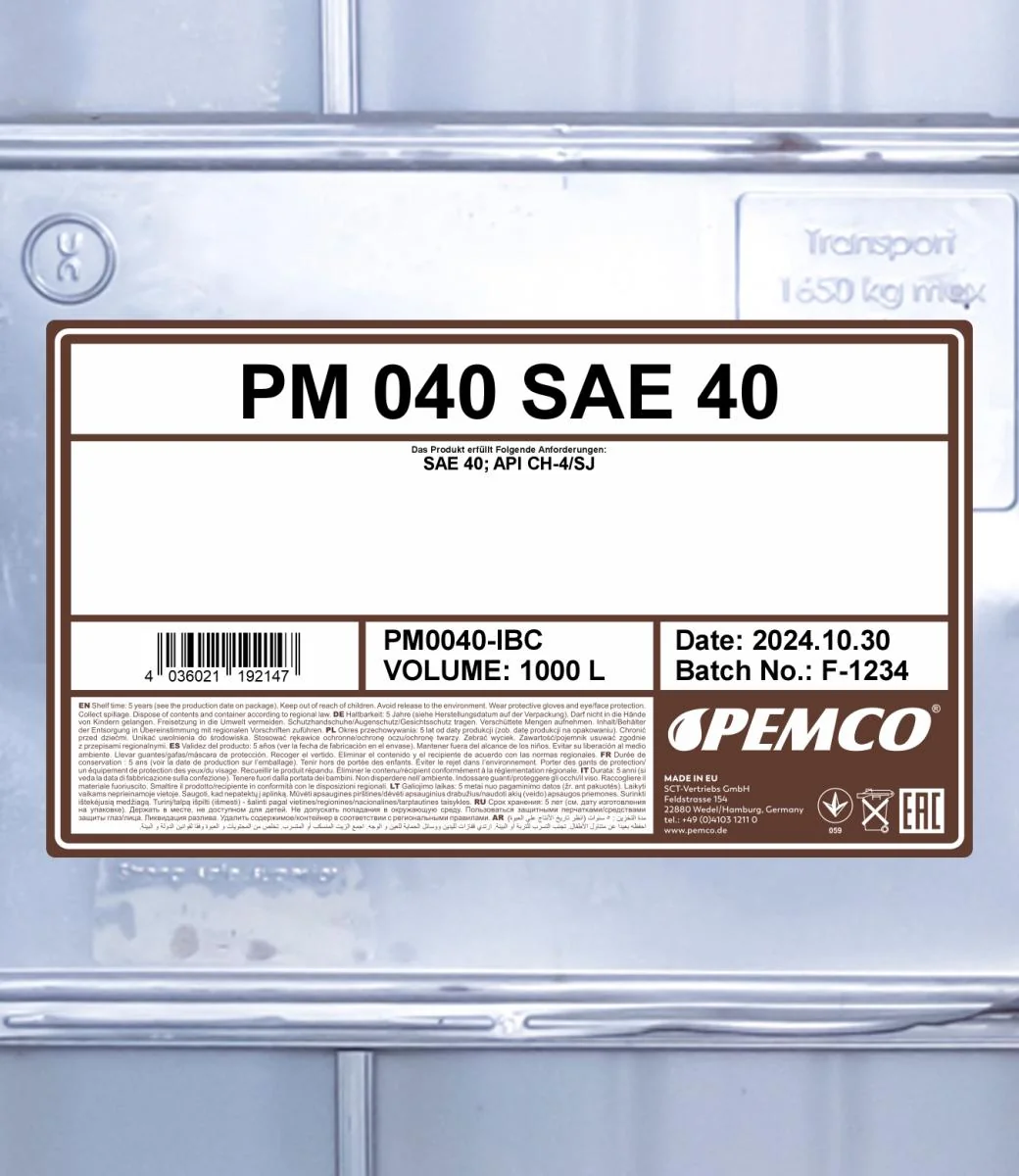 PEMCO - PM0040IBC - 040 SAE 40 1000L