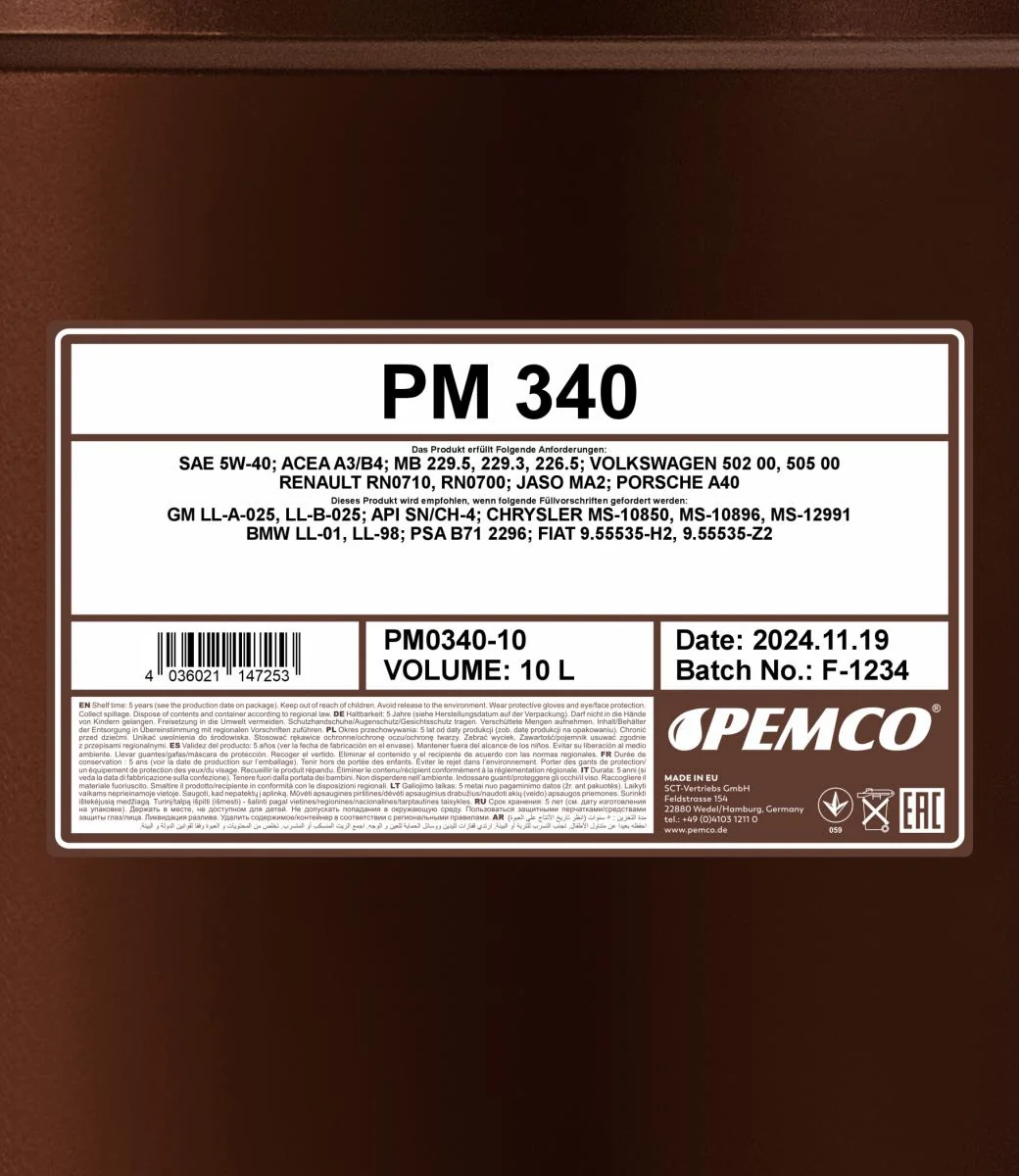 PEMCO - PM034010 - 340 5W-40 10L