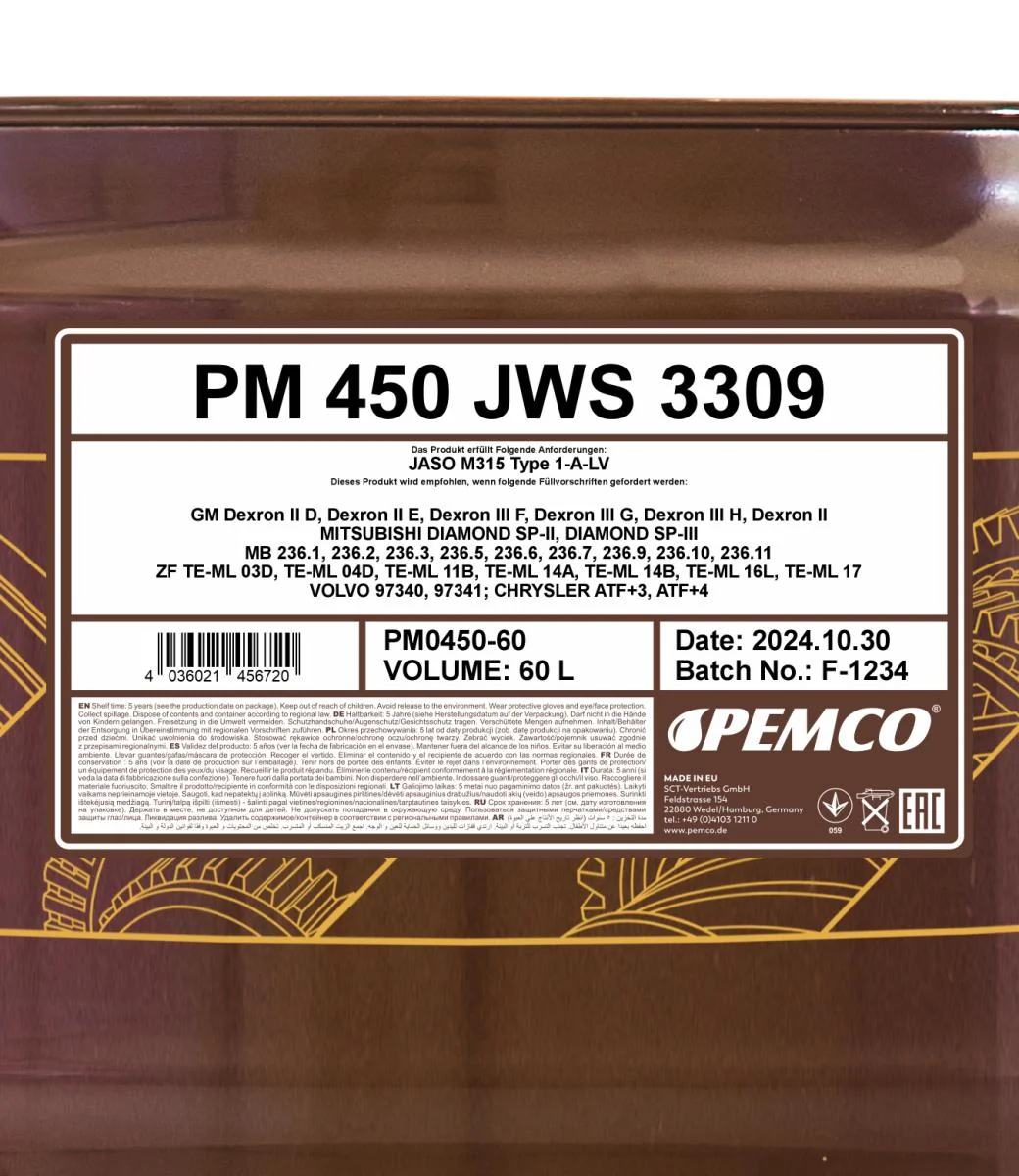 PEMCO - PM045060 - 450 ATF JWS 3309 60L