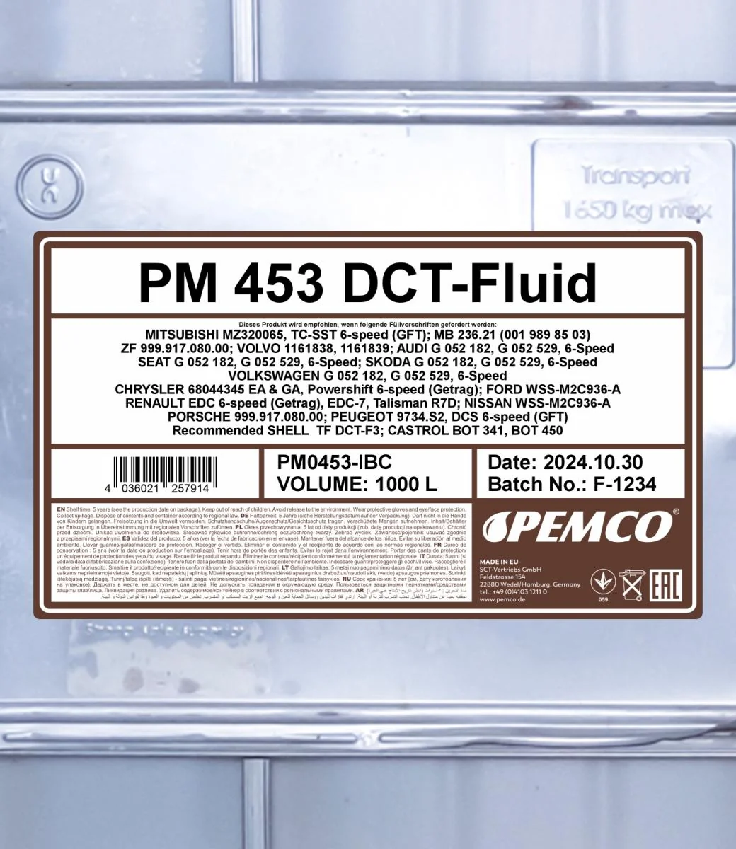 PEMCO - PM0453IBC - 453 DCT Fluid 1000L