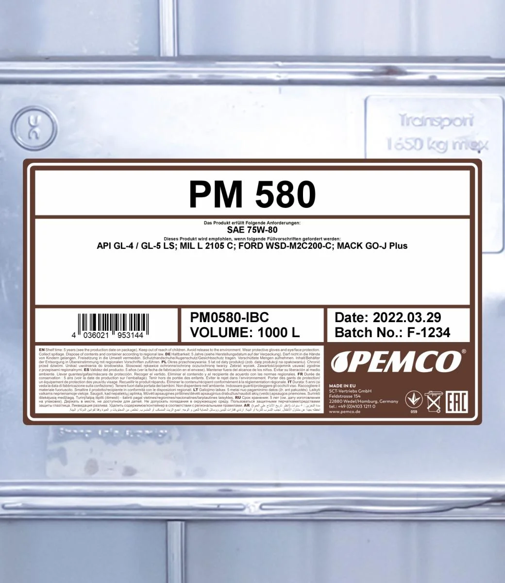 PEMCO - PM0580IBC - 580 SAE 75W-80 1000L