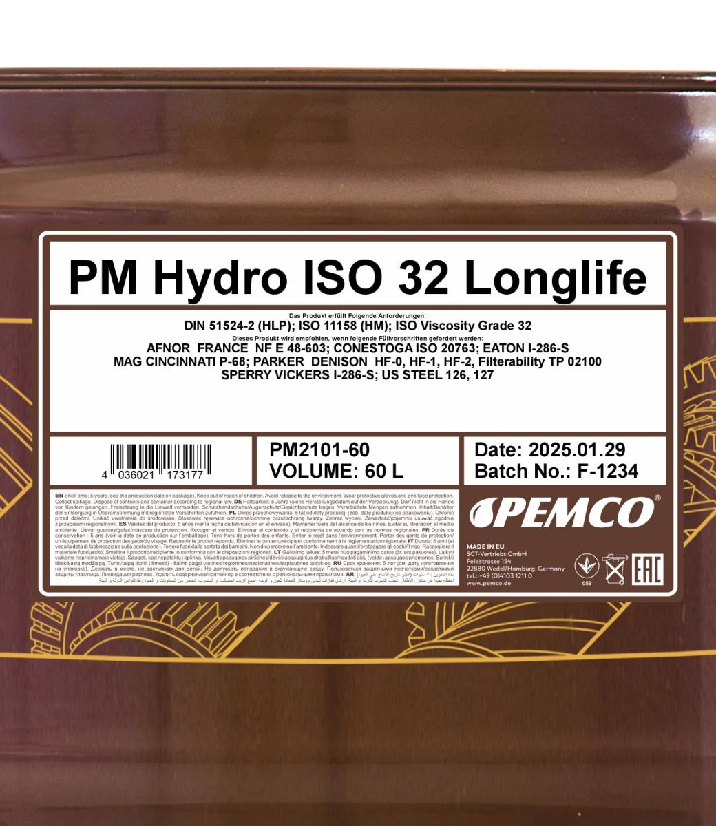 PEMCO - PM210160 - Hydro ISO 32 LONGLIFE 60L