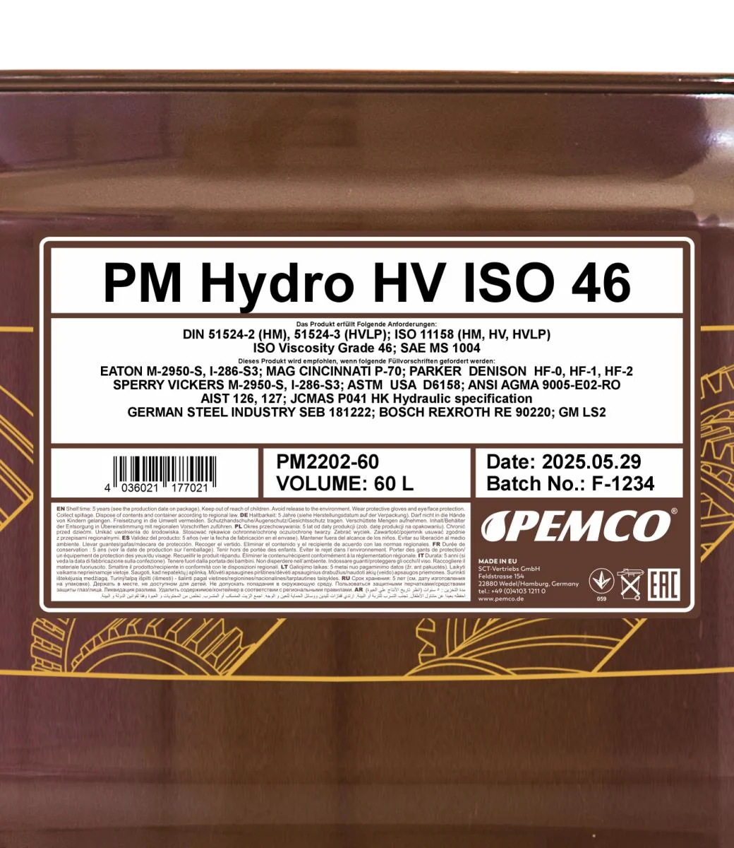 PEMCO - PM220260 - Hydro HV ISO 46 LONGLIFE 60L