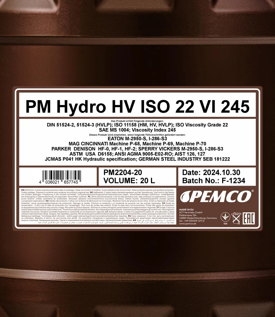 PEMCO - PM220420 - Hydro HV ISO 22 VI 245 20L