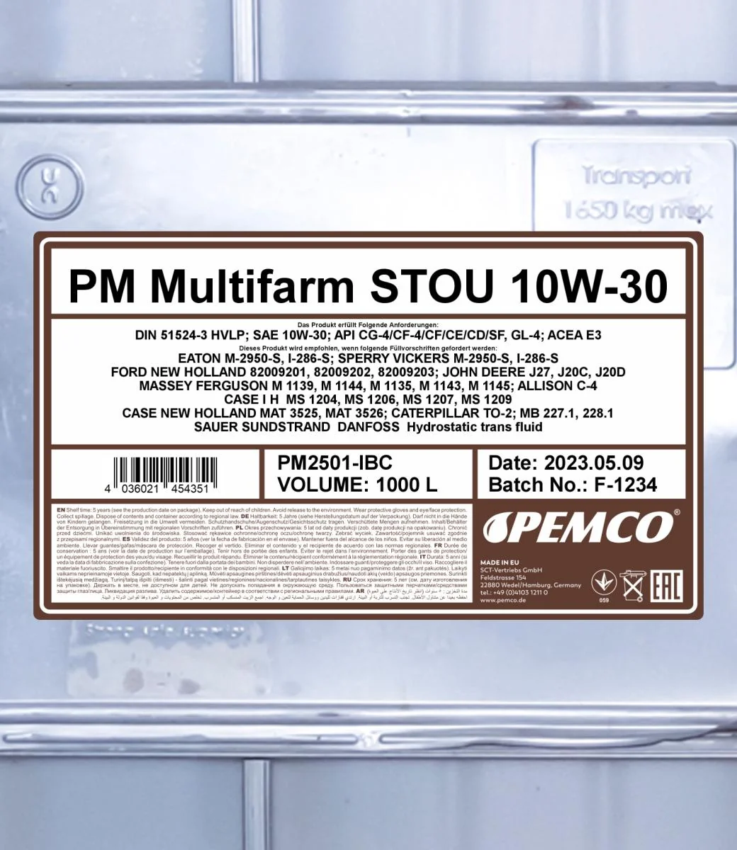 PEMCO - PM2501IBC - Multifarm STOU 10W-30 1000L