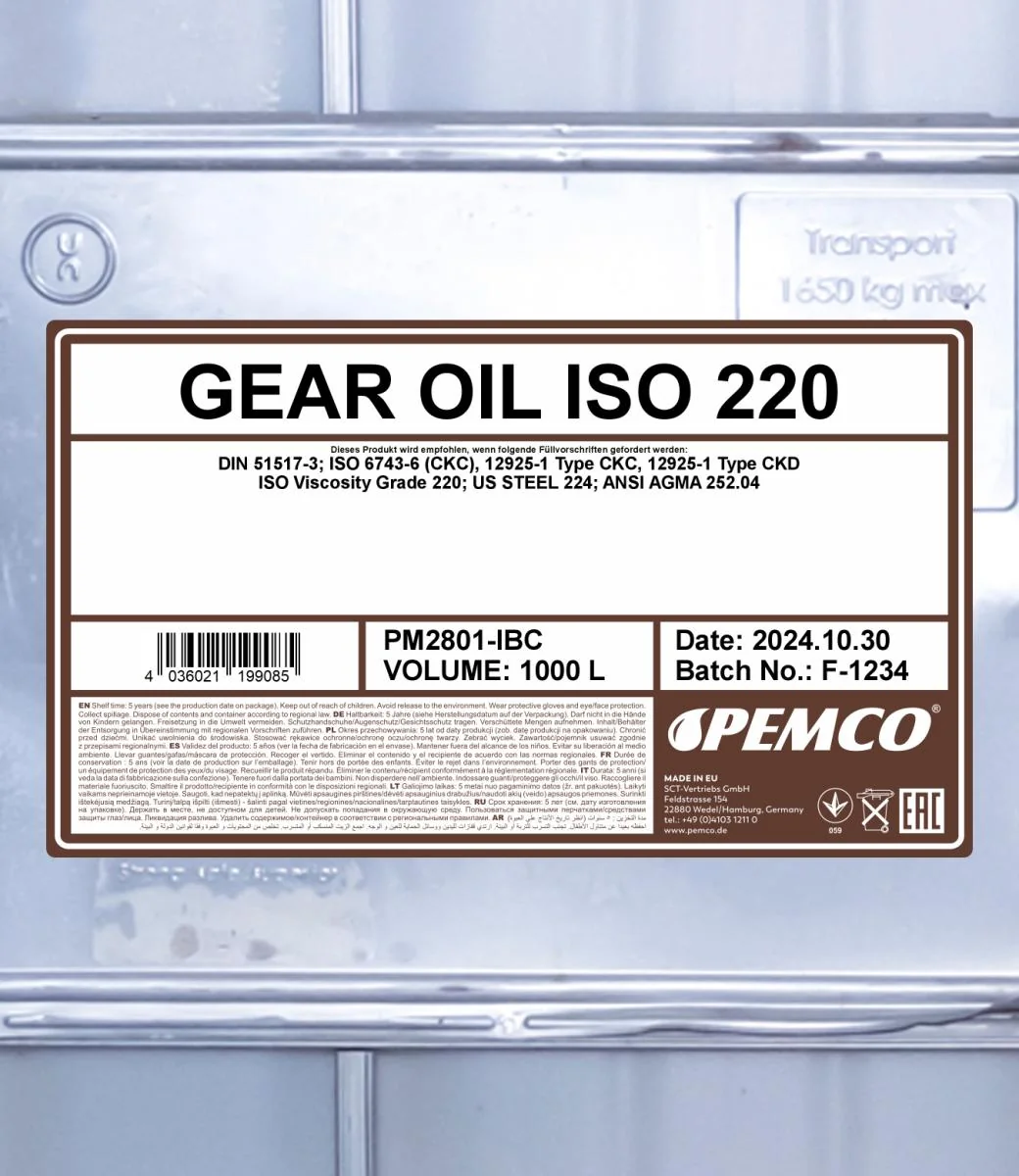 PEMCO - PM2801IBC - Gear Oil ISO 220 1000L