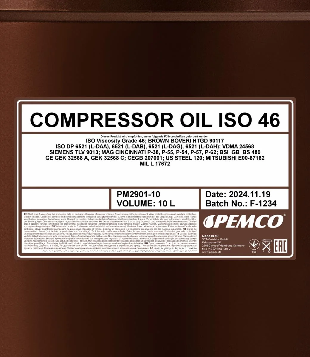 PEMCO - PM290110 - Compressor Oil ISO 46 10L