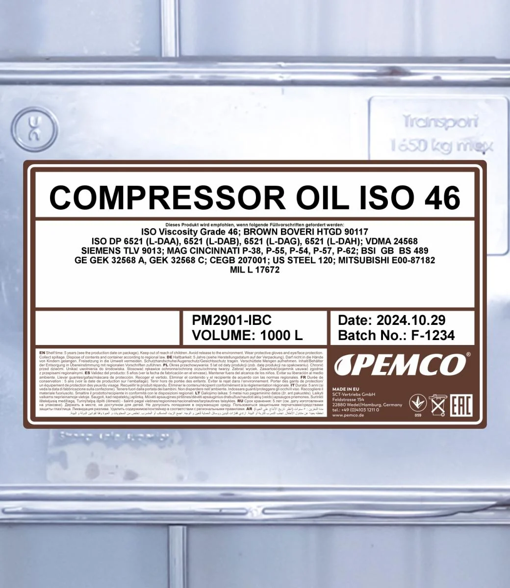PEMCO - PM2901IBC - Compressor Oil ISO 46 1000L