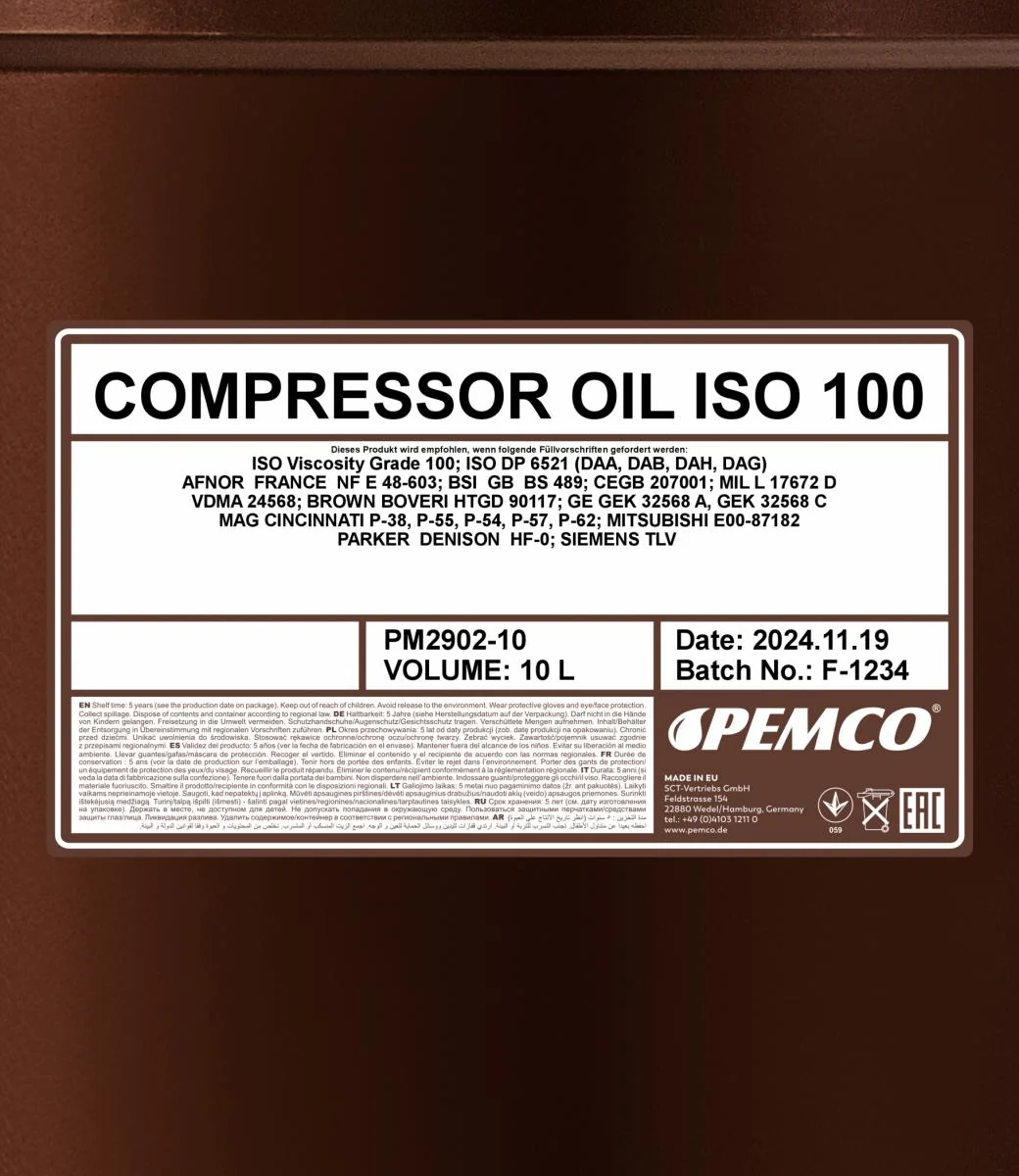 PEMCO - PM290210 - Compressor Oil ISO 100 10L