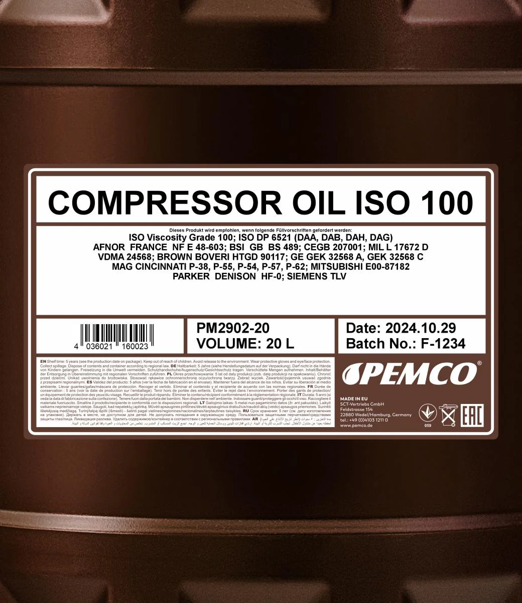 PEMCO - PM290220 - Compressor Oil ISO 100 20L