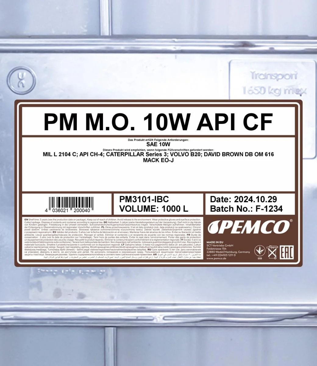 PEMCO - PM3101IBC - M.O. SAE 10W 1000L