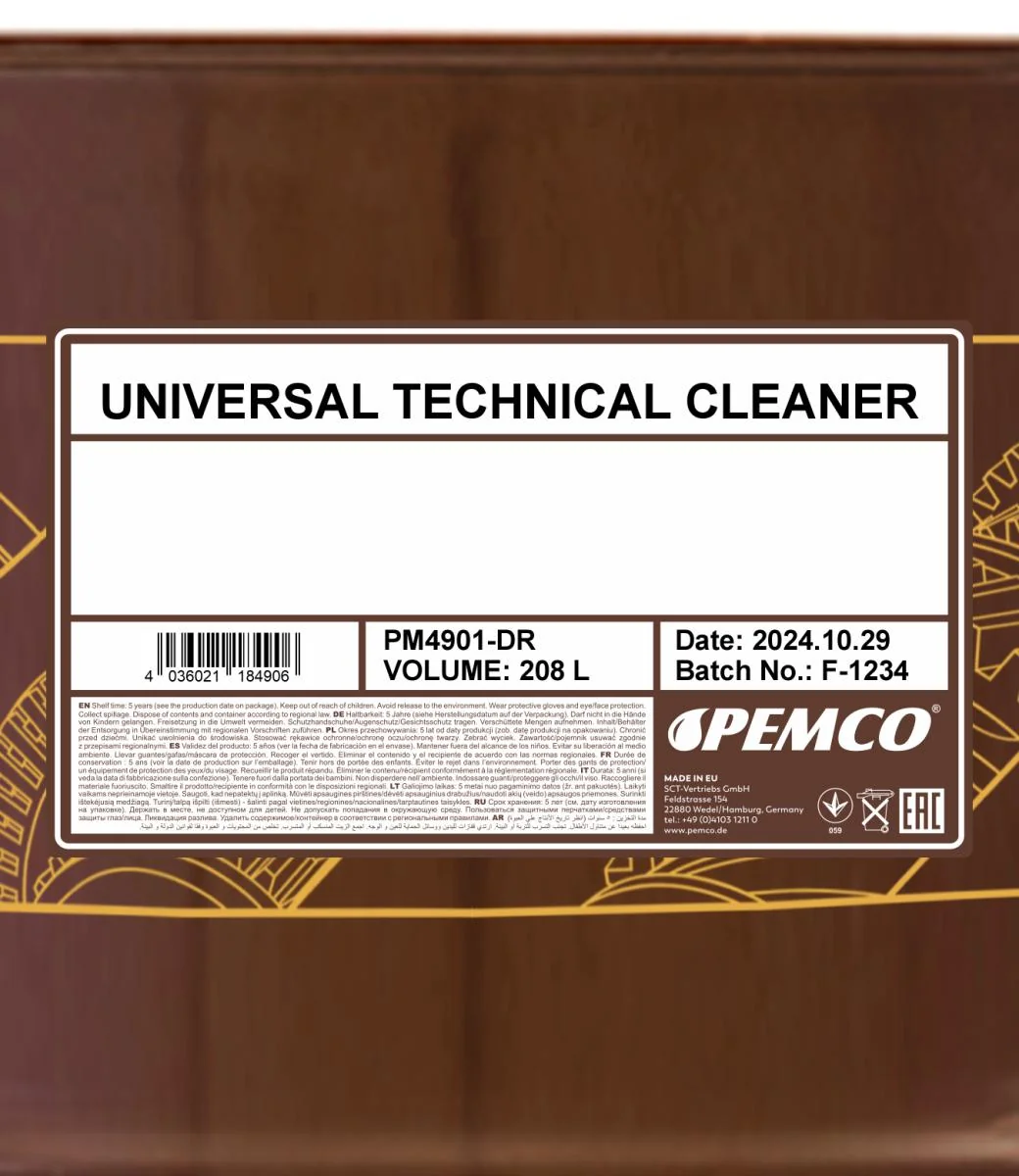 PEMCO - PM4901DR - Universal Technical Cleaner 208L
