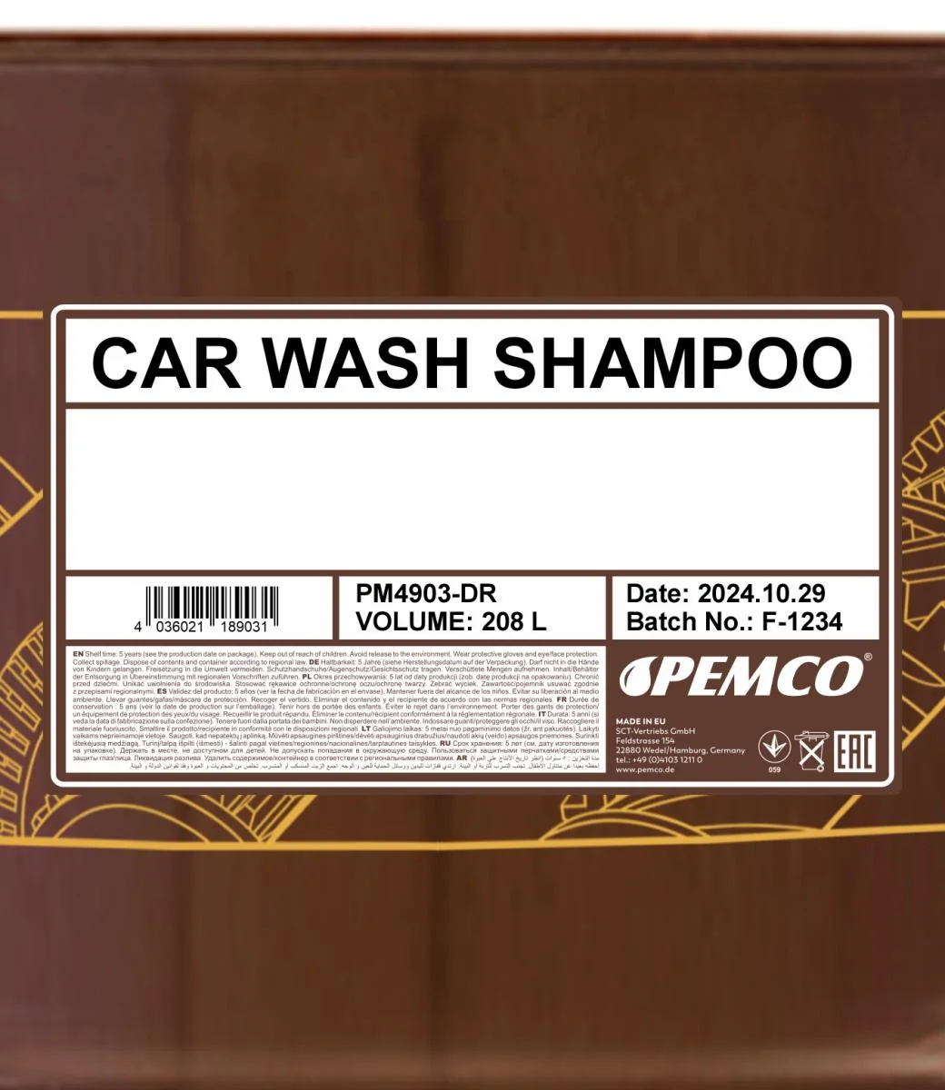 PEMCO - PM4903DR - Car Wash Shampoo 208L