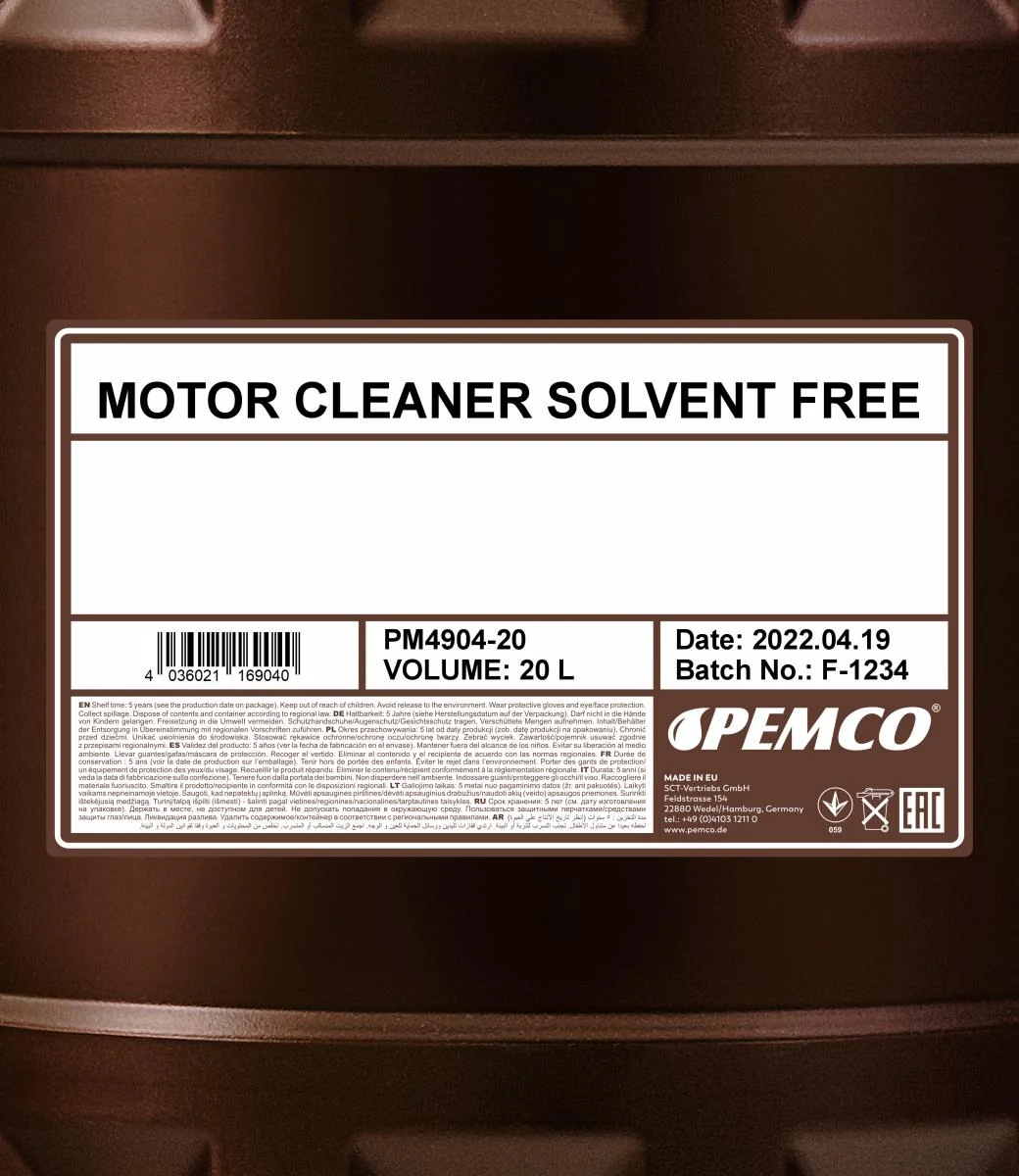 PEMCO - PM490420 - Motor Cleaner Solvent Free 20L