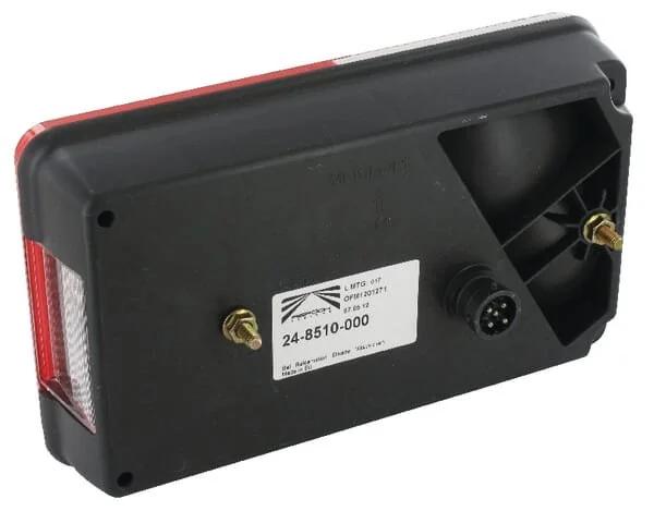 Aspöck - 248510007 - Rear Light LH Rectangular, Red/Transparent, Bolt On, 5-Pin, Multipoint V