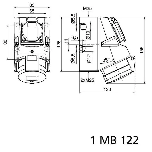 Bals - 001010 - CEE Wall Socket 16A 5P IP44 126x83