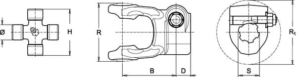 Bondioli Pavesi - 5090G0460 - Yoke, Clamp Bolt, 1-6 Spline, S5/S6/G5/5