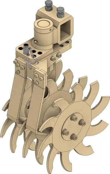 Braun - 40006083 - Rotary Star Tiller, Triple With Hole Pattern Adjustment And Bracket RH