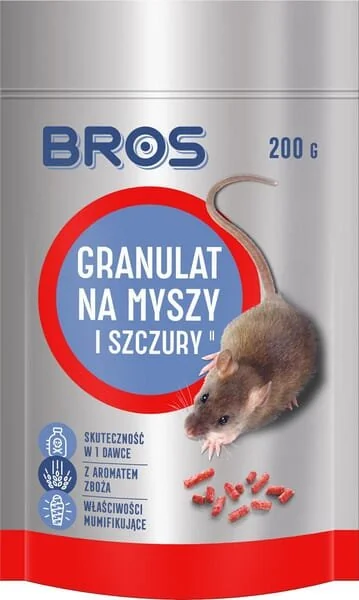 Bros - 15941955 - Mouse And Rat Killer Pellets, 1kg - 5 x Doypack 200g