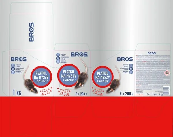 Bros - 15941956 - Mouse And Rat Killer Grain, 1kg - 5 x Doypack 200g