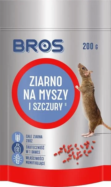 Bros - 15941956 - Mouse And Rat Killer Grain, 1kg - 5 x Doypack 200g