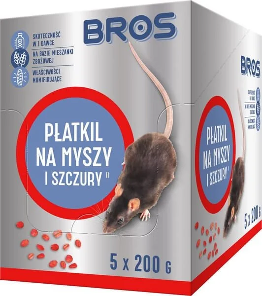 Bros - 15941957 - Mouse And Rat Killer Cereals, 1kg - 5 x Doypack 200g