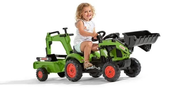 Falk - 2040N - Claas Backhoe With Front Loader And Trailer