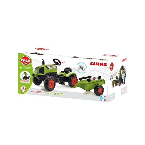 Falk - 2041C - Claas Tractor With Trailer, Excavator And Opening Bonnet