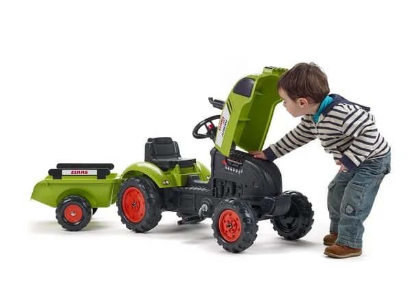 Falk - 2041C - Claas Tractor With Trailer, Excavator And Opening Bonnet
