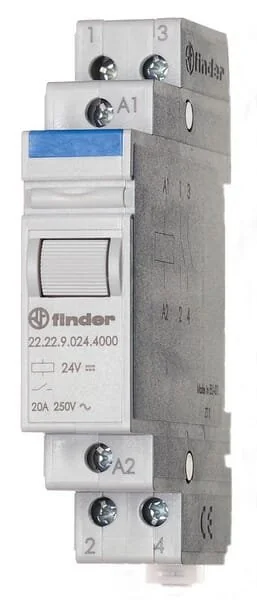 Finder - 222280244000 - Modular Relay 17.4mm 2NO 20A/ AC/AgSnO2