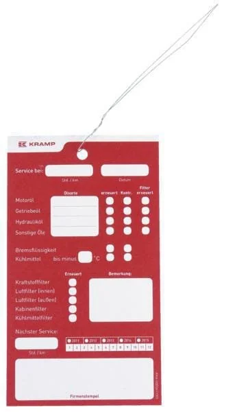 Kramp - 10000611001 - Inspection Service Card 25 Pcs