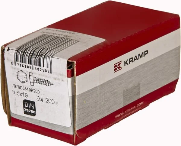 Kramp - 7976C3519P200 - Self Tapping Screw 3.5x19mm, 5.5mm Hex Head, DIN 7976C