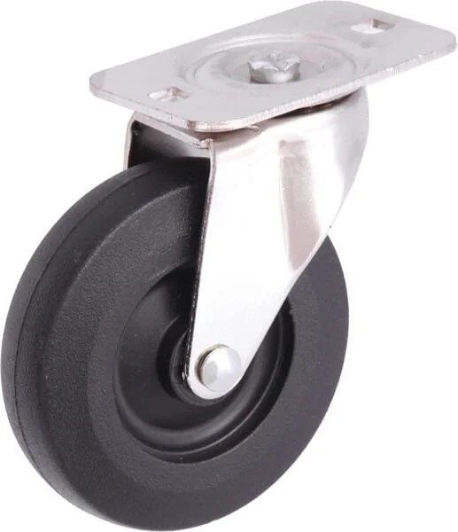 Kramp - BE26001 - Caster Wheel Swivel, Rubber Wheel: Diameter 76, Plate Fitting, MVP