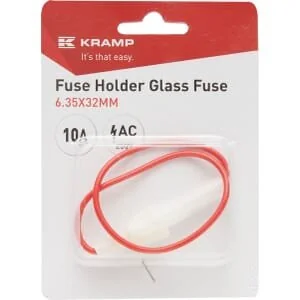 Kramp - FH6332FP - Fuse Holder Glass Fuse 10A AC 6.35x30mm White Flame-Retard Plastic