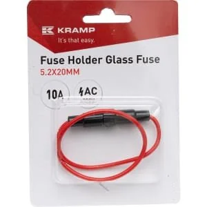 Kramp - FH6332TP - Fuse Holder Glass Fuse 10A AC 6.35x31.8mm Black Thermoplastic