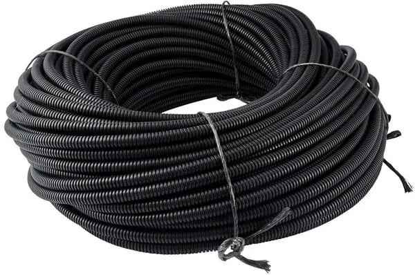 Kramp - FTBLC06100 - Protection Tube 6mm 100m Flexible Corrugated, Closed, Black