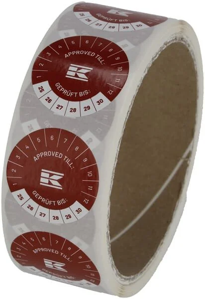 Kramp - KEA3ED - Sticker Roll "Approved Till" EN+DE, Red