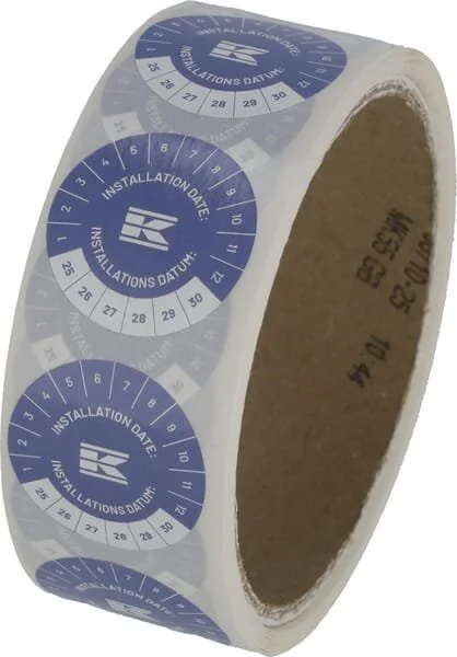 Kramp - KEE5ENDE - Sticker Roll "Installation Date" EN+DE, Blue