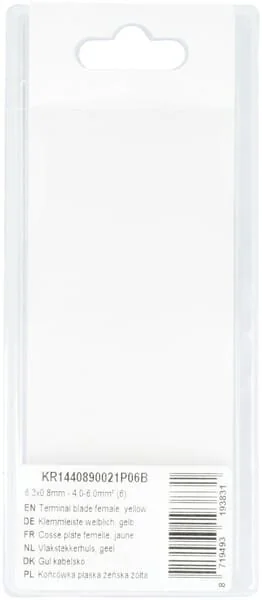 Kramp - KR1440890021P06B - Terminal Blade Female, Yellow 6.3x0.8mm - 4.0-6.0mm² (6)