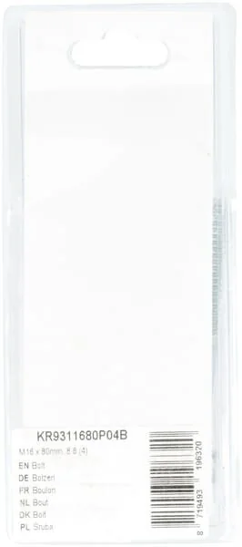 Kramp - KR9311680P04B - Bolt Mm, 8.8 (4)