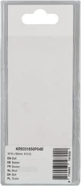 Kramp - KR9331650P04B - Bolt Mm, 8.8 (4)