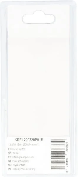 Kramp - KREL200220P01B - Push Switch 12/24V 15A - Diameter 28x44mm (1)