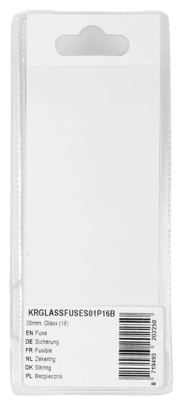 Kramp - KRGLASSFUSES01P16B - Fuse 20mm, Glass (16)