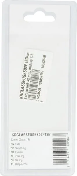 Kramp - KRGLASSFUSES02P18B - Fuse 32mm, Glass (18)