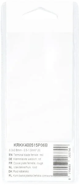 Kramp - KRKK400515P06B - Terminal Blade Female, Red 6.3x0.8mm - 0.5-1.0mm² (6)